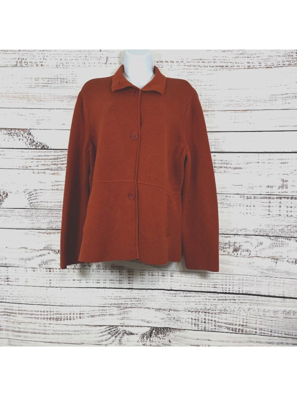 Talbots Orange Button Front Long Sleeve Cardigan Sweater